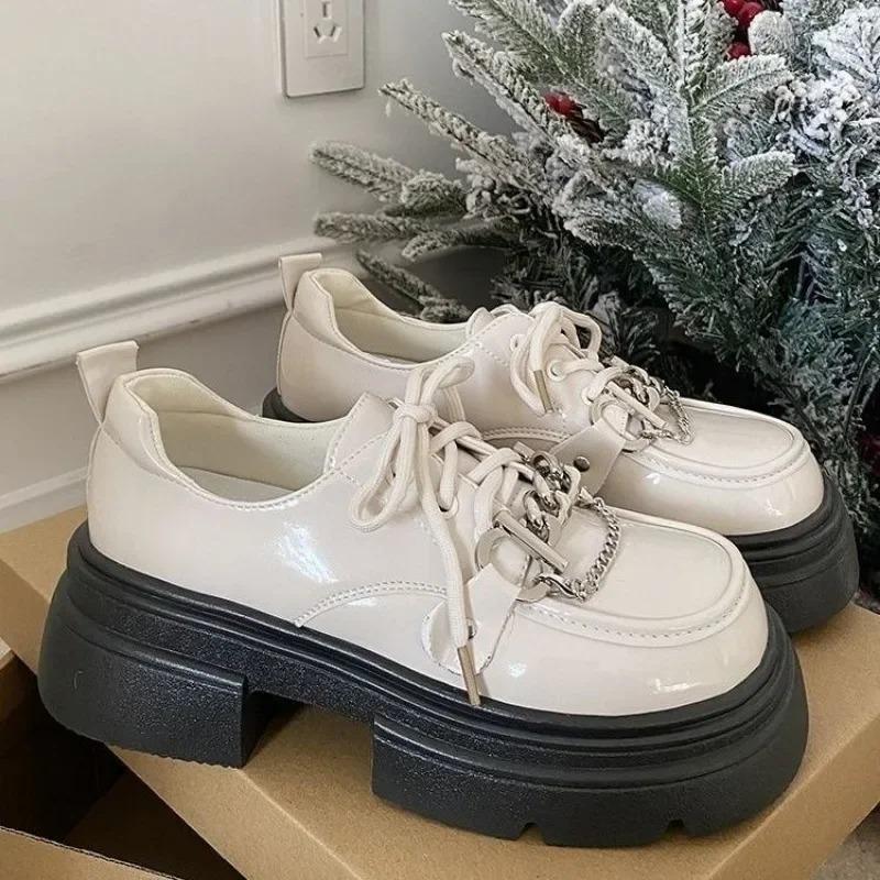 Туфли-лодочки женские на платформе с круглым носком, обувь с каблуком средней высоты, шикарный носок, без застежки, обувь по акции, высокое качество, новейшая скидка