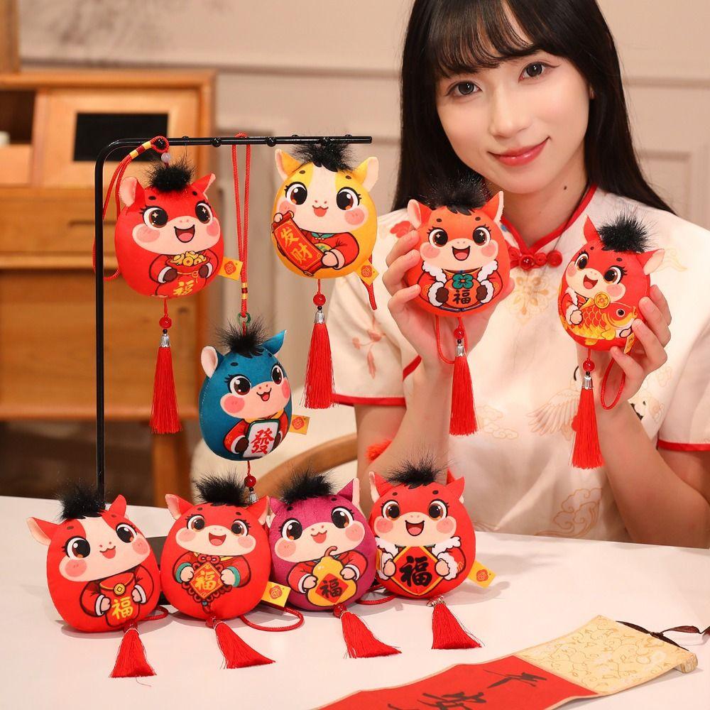 Creative Plush Horse Keychain Mascot Dolls Cute Plush Horse Doll Pendant 10cm Kawaii Chinese New Year Gift Year of Horse