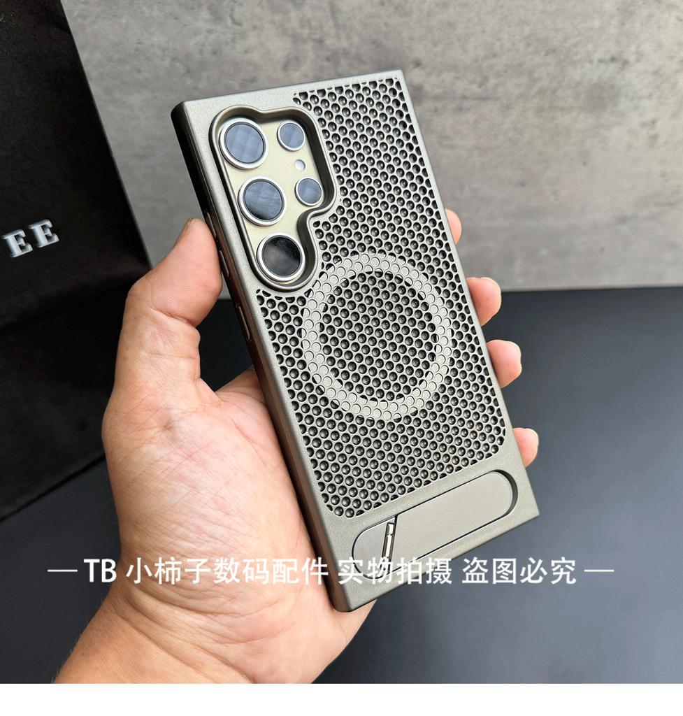 Для Samsung Galaxy S26 S25 Ultra Galaxy S24 Чехол Для MagSafe Магнитный Сотовая структура Отверстие Охлаждение Тепла Подставка PC Покрытие с ощущением кожи