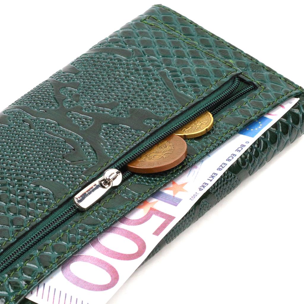Women's Patent Leather Wallet with Snake Embossing CANPELLINI 21694 Green