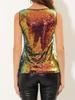 Allegra K Mermaid Tank Round Size S Women's Top, Camisole, Sequins, Shining, Sparkle, Sleeveless, Neck,