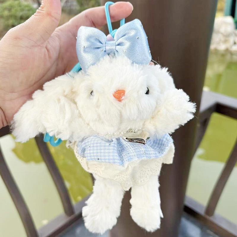 Милый мультяшный пушистый кролик кукла брелок кулон для рюкзака кулон сумка аксессуары креативный чучела животных брелок для подарков