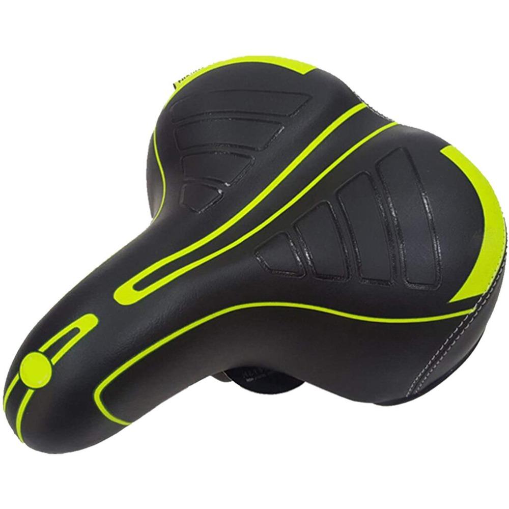 Black and Green Bike Seat PU Leather Bike Saddle Durable Bike Seat Cushion  Exercise Bike