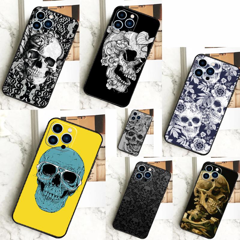 Gothic Skull Case For iPhone 16 15 14 13 12 11 Pro Max X XR XS 7 8 Plus 12 13 Mini Bumper Cover
