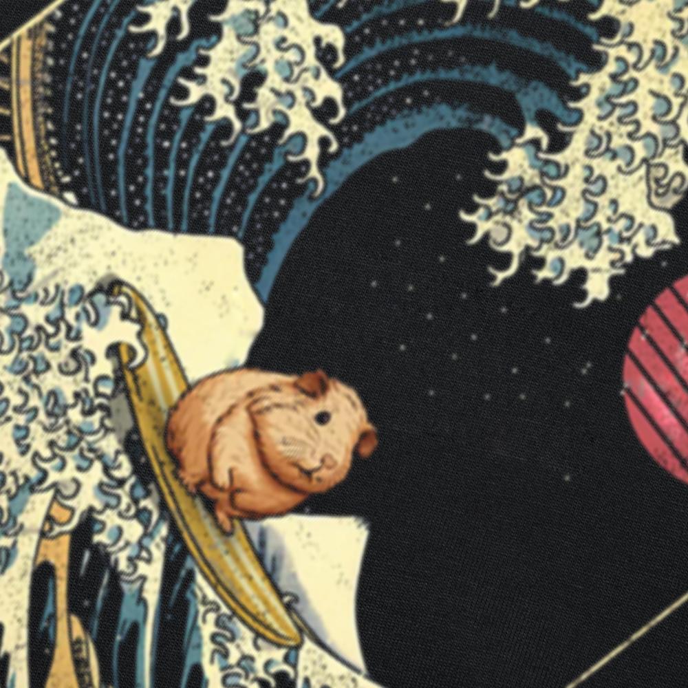 Funny Guinea Pig Kanagawa Japanese Surfing Wave T Shirts Cotton Humor Streetwear Tee Shirt Short Sleeve Unisex Loose Clothing