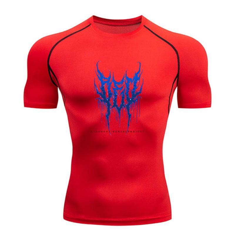 Men's Quick Dry Compression Fitness T-shirt, Gothic Blue Thorn Graphic Short Sleeve Athletic Top for Gym Workout Running Training Sports Wear