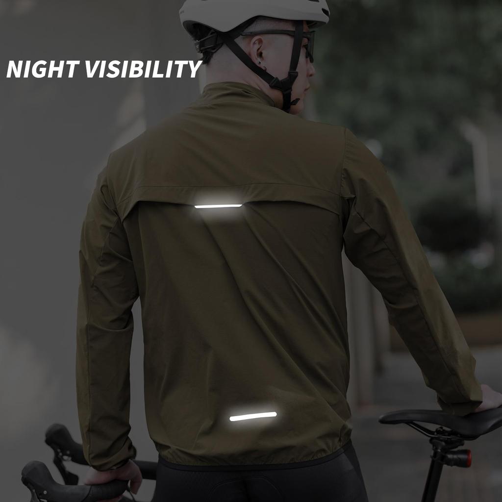 Wosawe Мужская и женская куртка для шоссейного горного велосипеда, ветрозащитная, водонепроницаемая, дышащая, солнцезащитная, светоотражающая, для ночного бега, для велоспорта, ветрозащитная куртка
