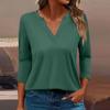 Жен. Футболка Футболка Сплошной цвет Рукав 3/4 Повседневные Выходные Мода Классический V-образный вырез Обычный Топ