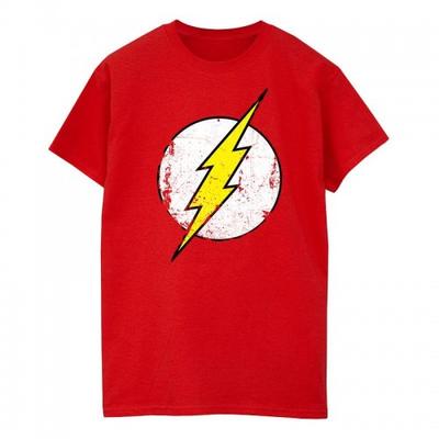 Женская/женская хлопковая футболка бойфренда с рваным логотипом The Flash Boyfriend