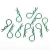 10Pcs RC Car Shell Clip RShape Metal Body Clips Pins Green for 15 16 18 110 RC Car(Green )