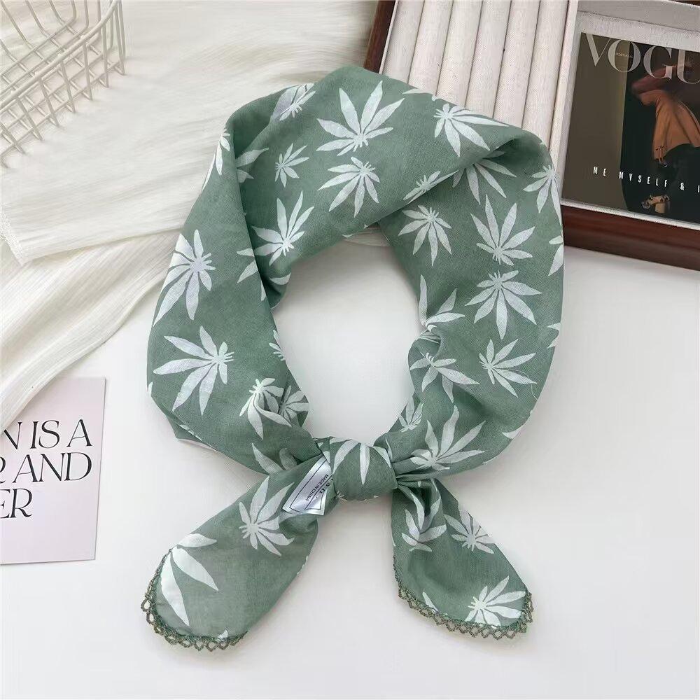 70 Принт Маленький Квадратный Шарф Женский Хлопок и Лен Красный Ретро Шелковый Шарф Литературный Маленький Свежий Треугольный Декоративный Шарф