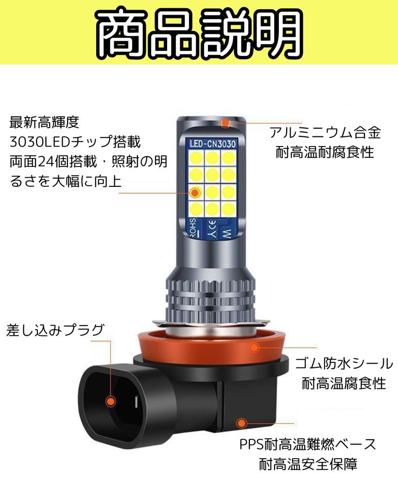 HIGH-FIVE / STORE LED Fog Light Bulb, 2 Color Switching, Compatible with H8, H11, H16, Lime Green, White, General Purpose