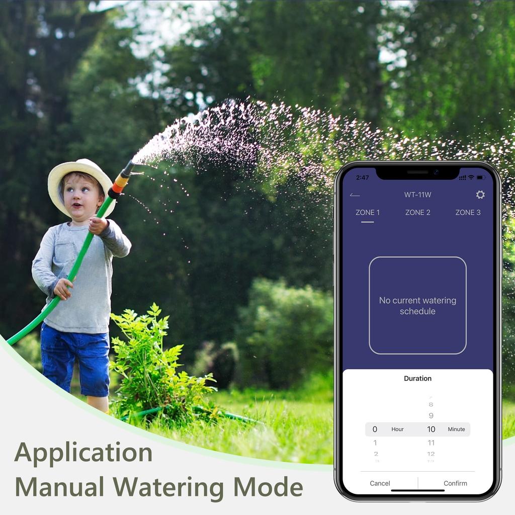 Diivoo Интеллектуальный таймер спринклера Wi-Fi на 1/2/3 зоны с системой капельного орошения для внутреннего и наружного использования