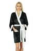 Bimba Women Short Satin Robe Velvet Belt Getting Ready Bridesmaid Robe