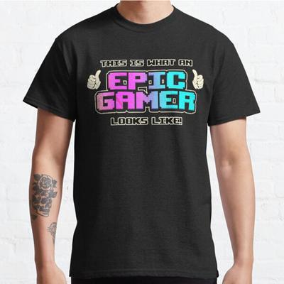 Мужская мода повседневная футболка с коротким рукавом Вот как выглядит Epic Gamer Классические футболки большого размера
