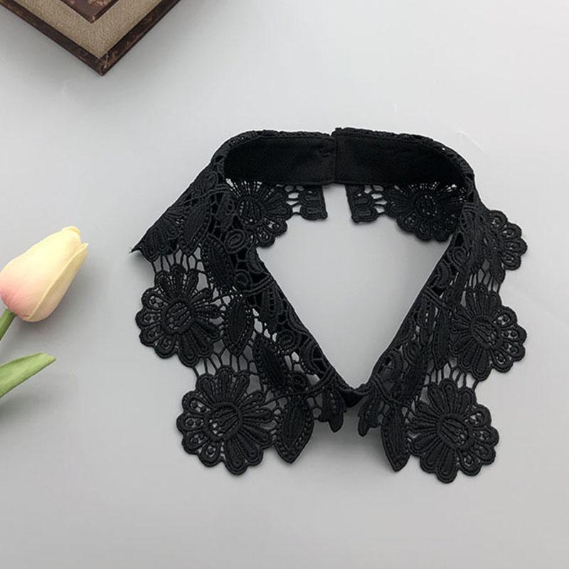Lace Fake Collar Tie Women White Hollow Detachable Collar Lapel Shirt Blouse Top False Collar Woman Necklace Clothes Accessory