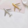 Airplane Brooch Gold Silver Tone Rhinestone Fashion Lapel Pin for Men Women Suit Jacket Blazer Clothing Accessories