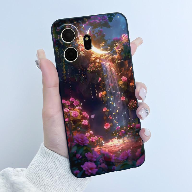 Для чехла TCL NxtPaper 70 Pro Роскошный Милый Кролик с Сердечком Забавный Мягкий Черный ТПУ Силиконовый Чехол для Телефона Для TCL NxtPaper70 Pro Задняя Крышка