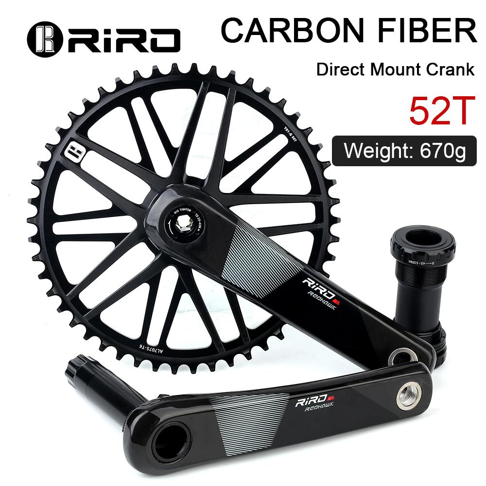 RIRO Carbon Fiber Crank Road Bike 11/12 Speed 50-34/53-39T Direct Mount Bicycle Crankset 170mm 46/48/50/52T Chainring Bike Parts