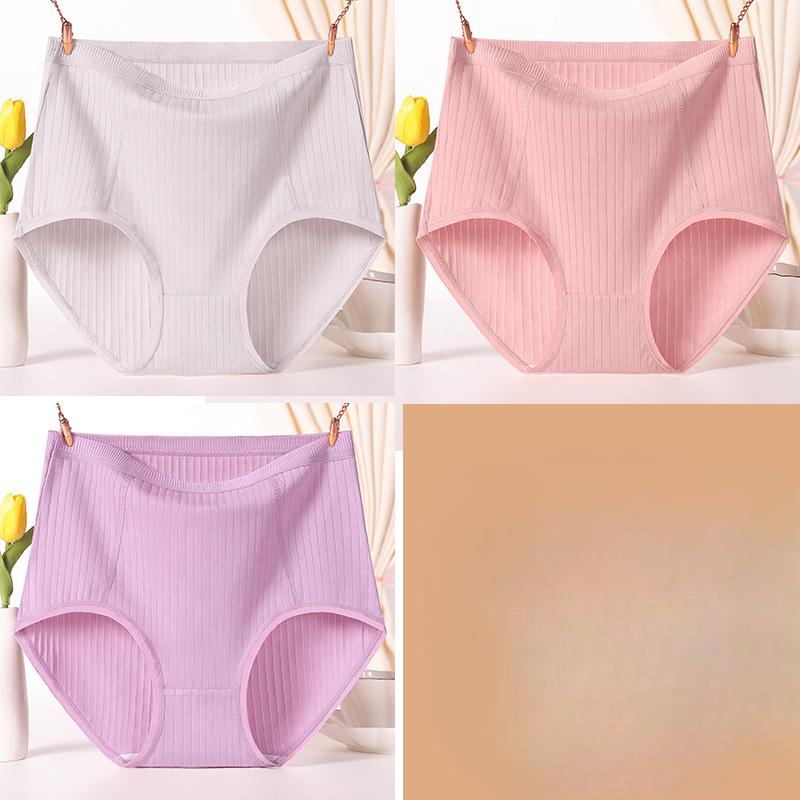 Большие размеры женские красные трусики для мам среднего возраста из хлопка с высокой талией