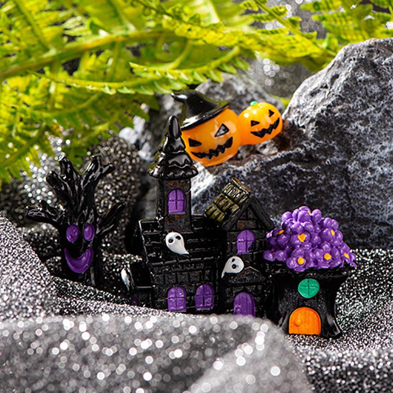 Украшения на Хэллоуин Микро Ландшафтные Украшения Аксессуары Волшебник Призрак Тыква Кролик Летучая Мышь Дерево Волшебный Дом Украшения из Смолы