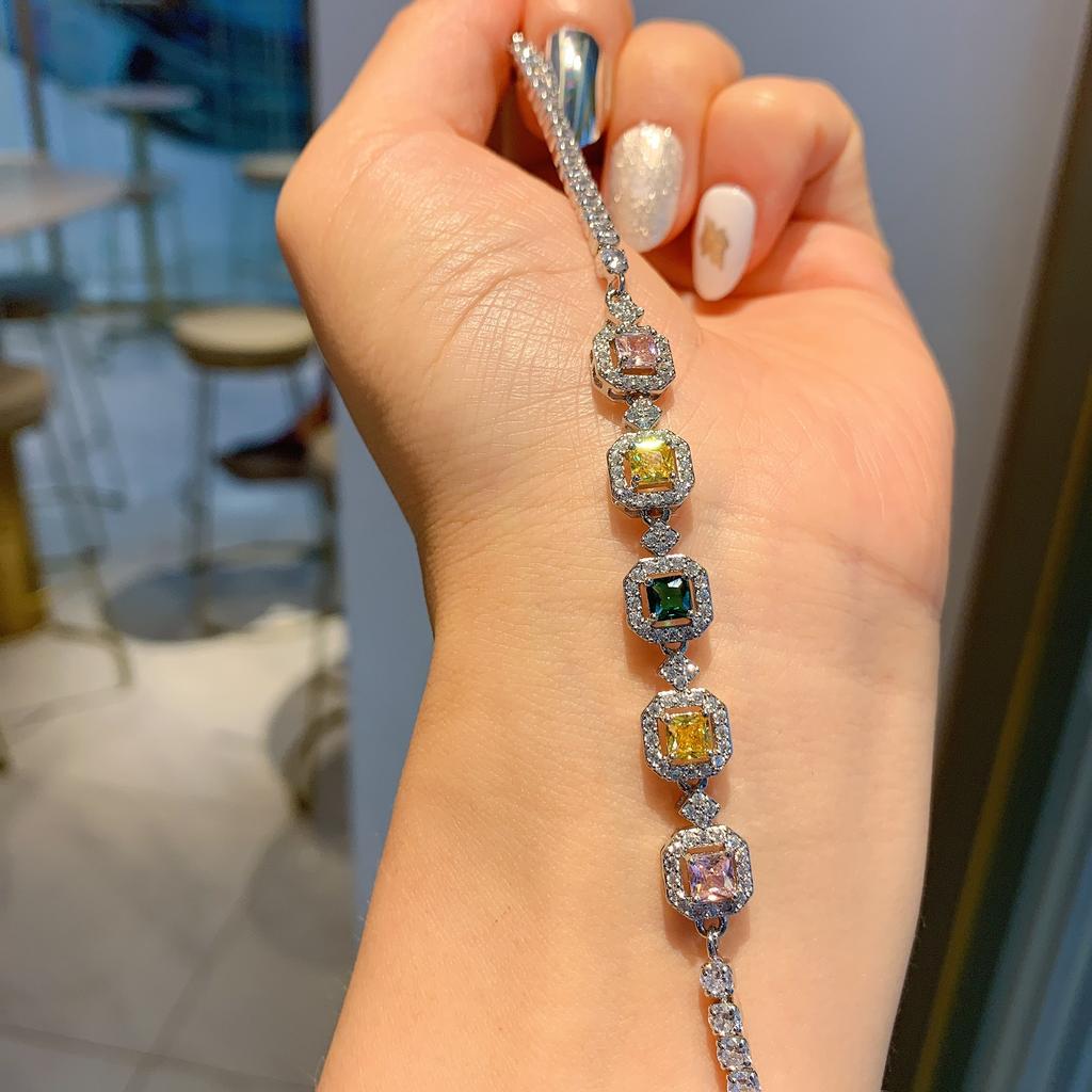 Dopamine Bracelet Simulation Paraiba Simple Green Gold White Multi-color Colorful Treasure New Women