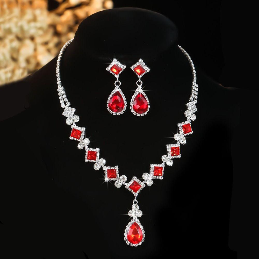 Комплект ювелирных изделий из сияющего кристалла, изысканное ожерелье, свадебные серьги для женщин