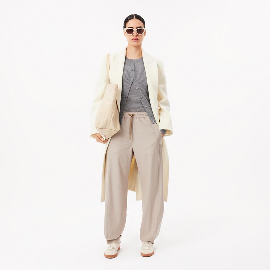 [Lacoste] Women's Slim Fit Ribbed Crew Neck Cardigan AF2560-54NCCA