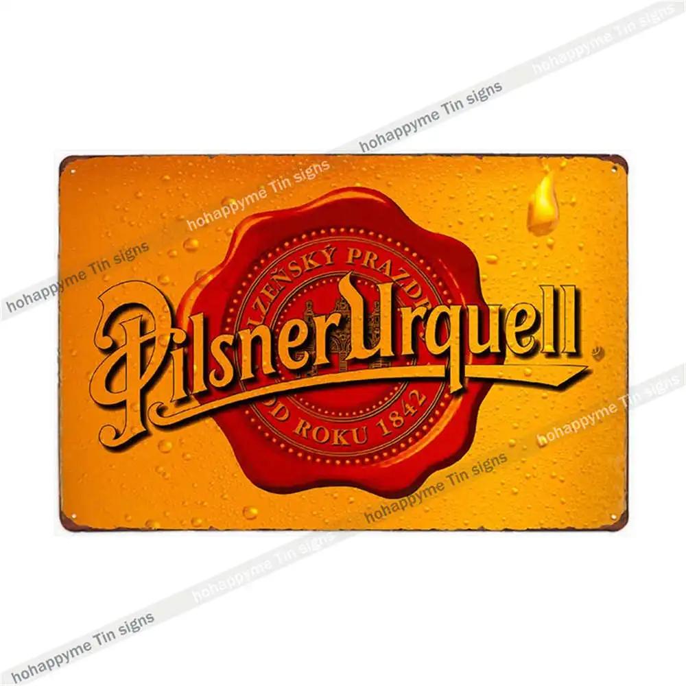 Pilsner Urquell Металлический Настенный Постер Бельгийское Пиво Знак Винтажный Бар Пещера Мужчины Клуб Жестяная Картина Декор Табличка Украшение 20x30см