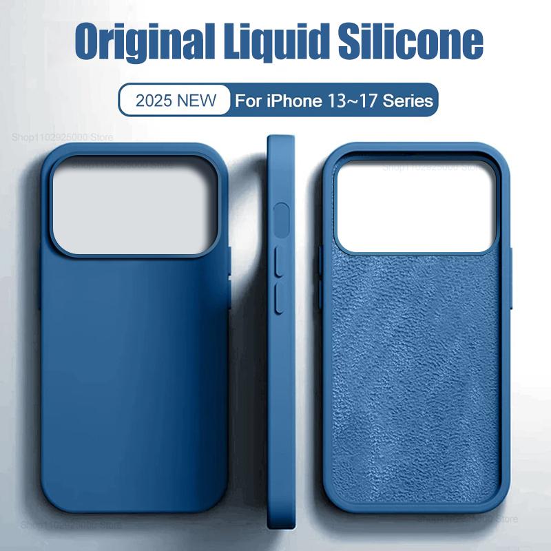 Original Liquid Silicone Shockproof Phone Case For iPhone 17 13 16 15 14 Pro Max Plus For iPhone 17Pro 17 Air Bumper Soft Cover