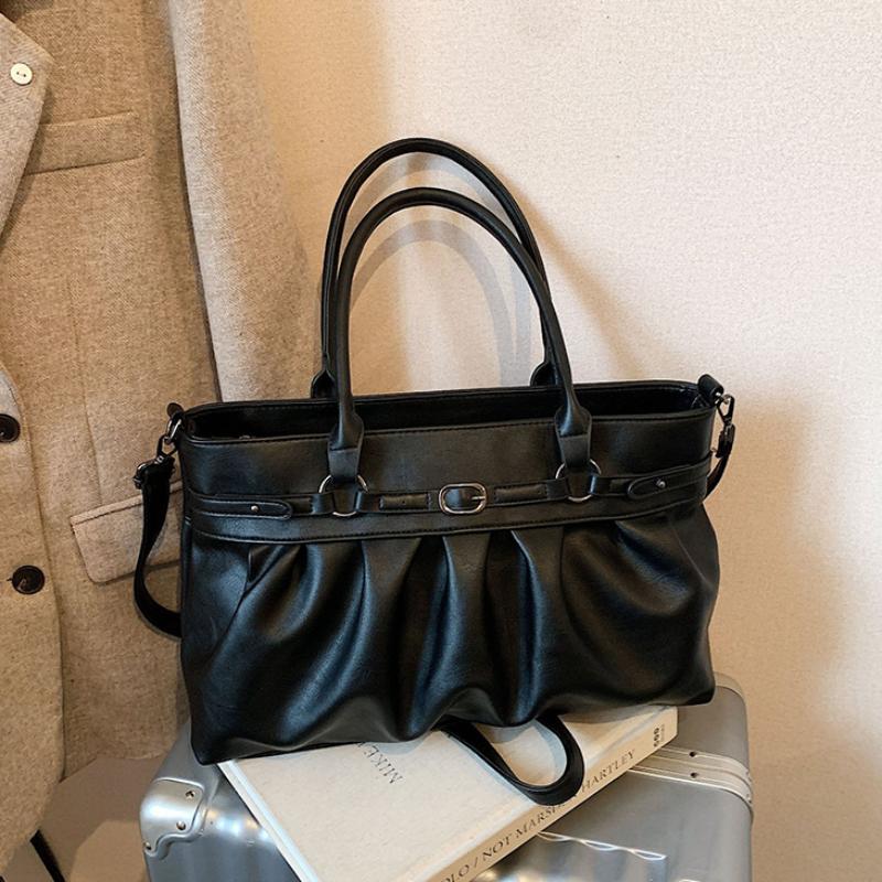 Korean Hot Girl Motorcycle Tote Bag Stylish Pleated Design Handbag Large Capacity Shoulder Bag Niche Versatile Crossbody Bag