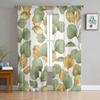 Green And Gold Leaves Sheer Curtains For Living Room Window Transparent Voile Tulle Curtain Bedroom Drapes Home Decor