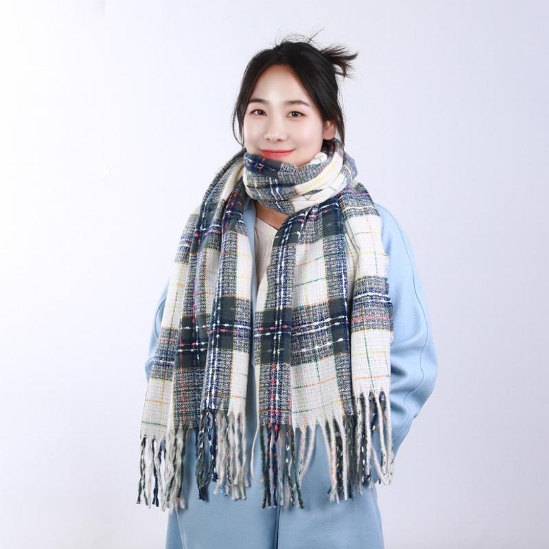 Autumn and Winter Atmosphere Scarf Women's Plaid Full of Galaxy Shawl Warm and Fashionable Christmas Student Scarf