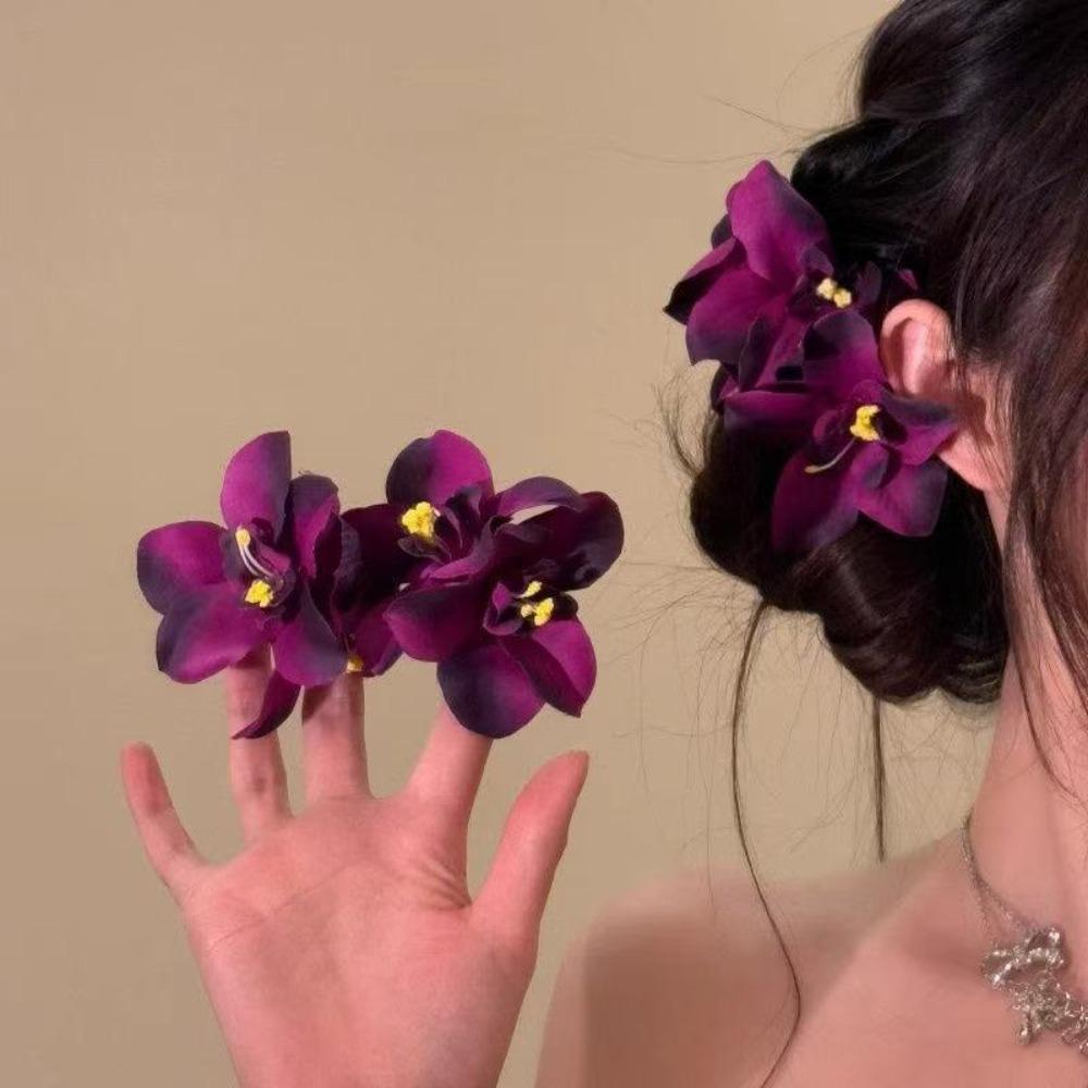 Sweet Orchid Flowers Hair Clip Elegant Sweet Barrettes Temperament Hair Accessories Wedding