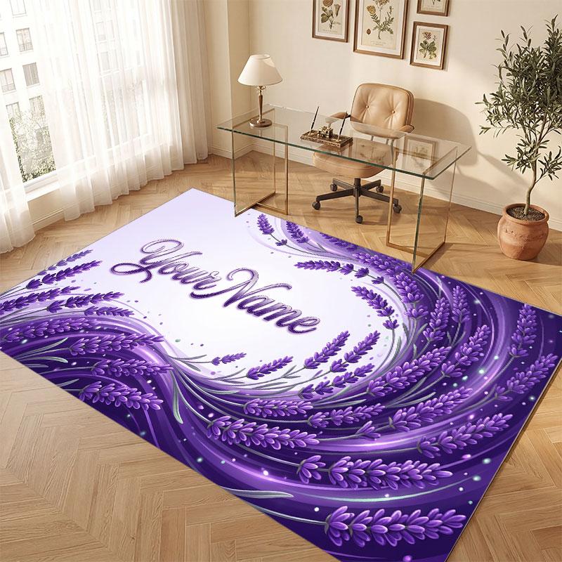 Fantasy Magic Theme Crystal Velvet Floor Rug Personalized Custom Name Text Warm Carpet Home Decoration