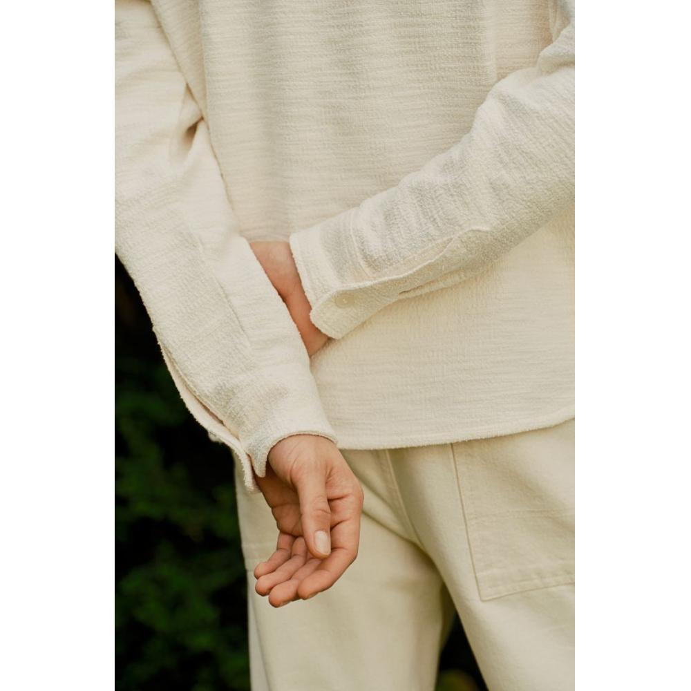 H M Textured sHirt Regular Fit creaM