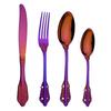 4 шт. королевские столовые приборы, фиолетовая винтажная посуда, посуда из нержавеющей стали 18/10, градиент цвета, вечерние ужин, нож, вилка, ложка, чайная ложка, подарок