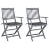 Day and Night - Day and Night Folding Garden Chairs 2 Pcs Cushions Solid Acacia Wood