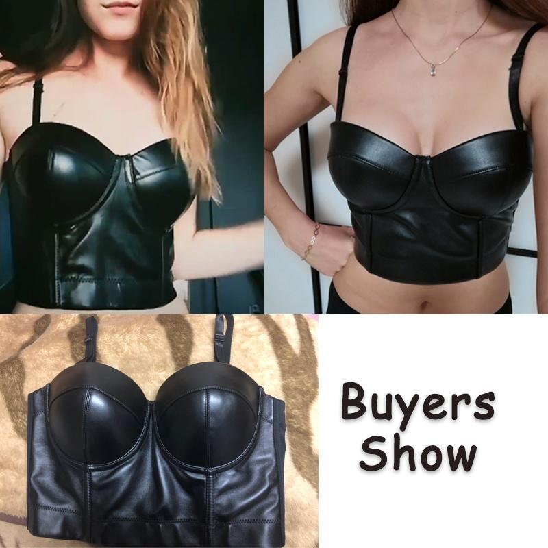 Women Leather Bra Gothic Bralette Corsage Sexy Lingerie Corset Tops Party Wear Tank Tops Underwear