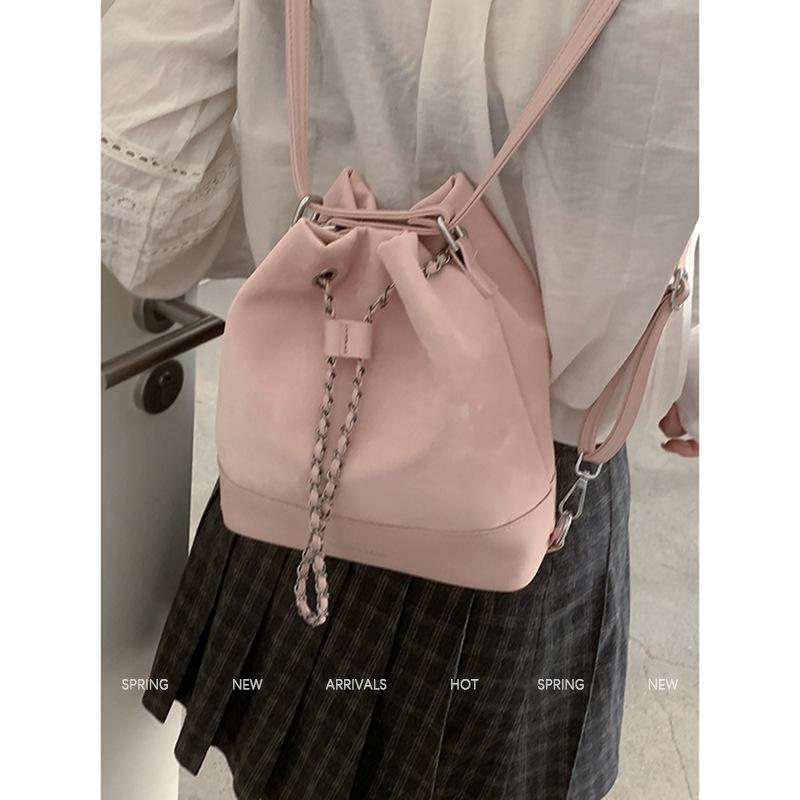 Women's Bag 2025 Spring New Pink Bucket Bag Simple Chain Backpack One Piece Delivery Spring New Product