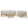 VidaXL Garden Lounge Set 6 Pcs with Light Grey Cushions Bamboo 3155090