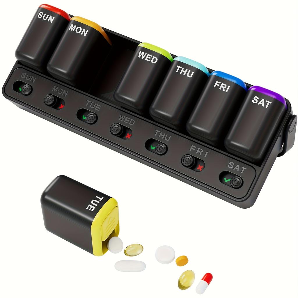 Weekly Pill Organizer - One Time a Day, 7 Day Travel Pill Case, Daily Medicine Organizer, Portable Pill Box
