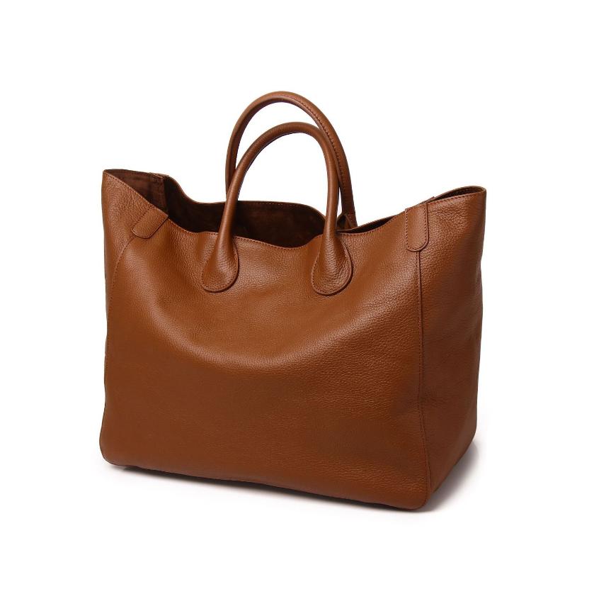 Cute Bag Lucky Bag Open Real Leather Bag Hand-held Women's Bag Simple And Personalized Tote Leather Bag Large Capacity