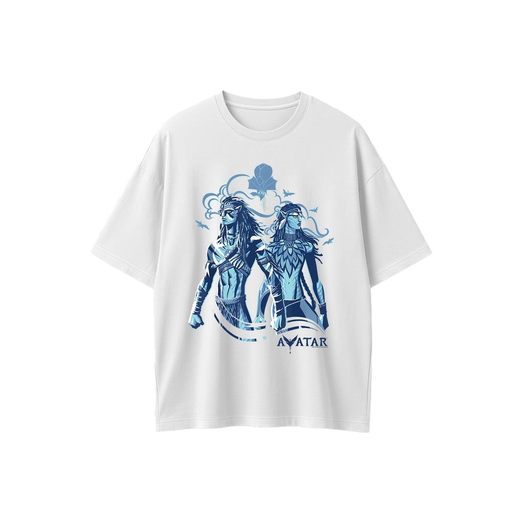 2025 Огонь и Пепел Джейк Салли и Нейтири Стоят Вместе Футболка Аватар Джейк Салли Нейтири Огонь и Пепел Хлопок Печатная Футболка