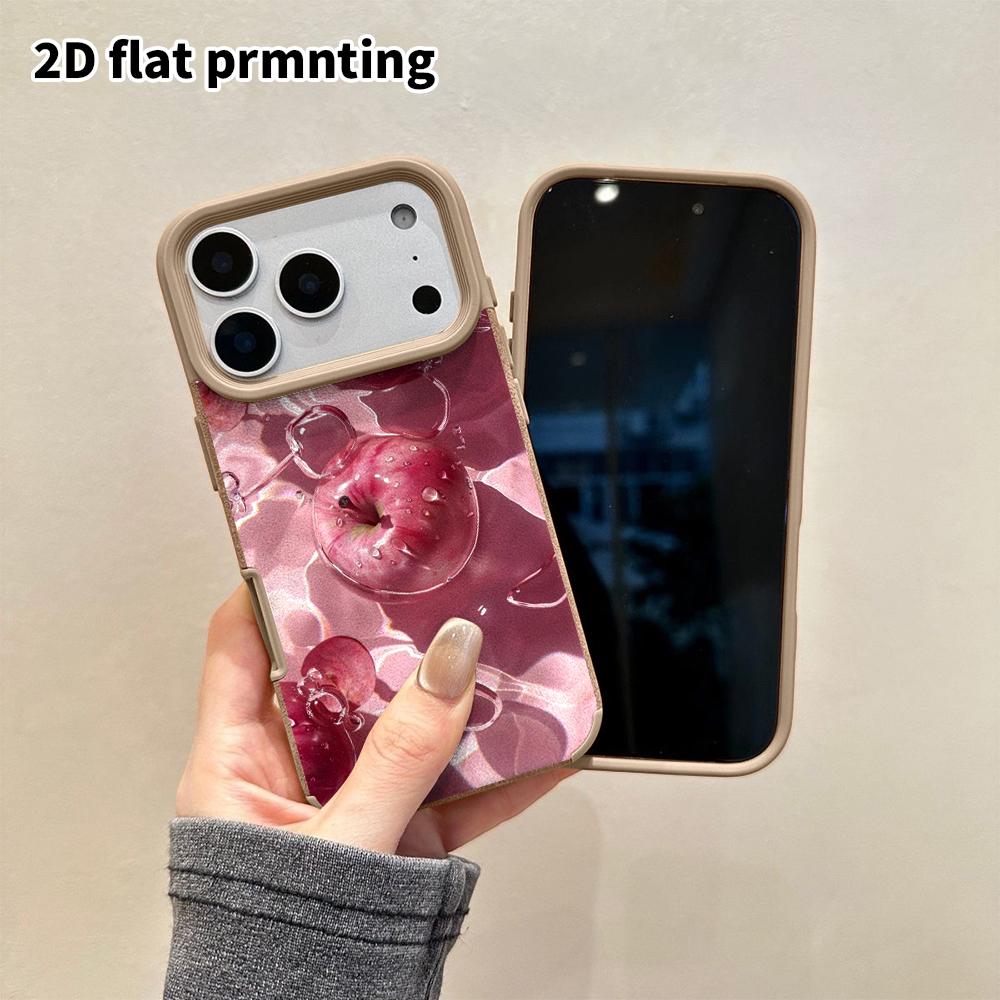 Чехол для телефона: 2D плоская кожаная подкладка для iPhone 18, 17, 16, 15, 14, 13 Pro, защитный чехол-пленка, красный блестящий Apple, Рождественский и Хэллоуинский подарок