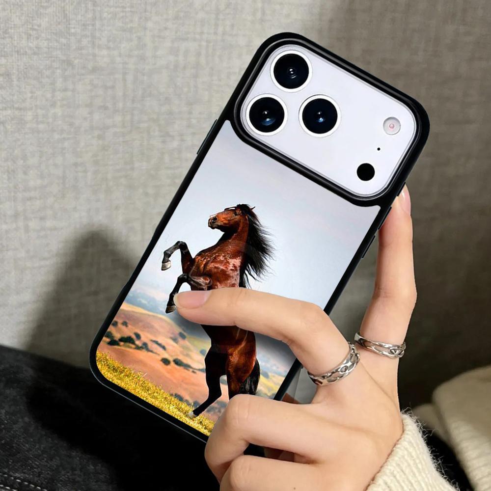 Чехол Case для iPhone 17 Air 16 Pro Max 15 Plus 11 13 Mini 14 12 Задняя крышка телефона Картина животного Лошадь