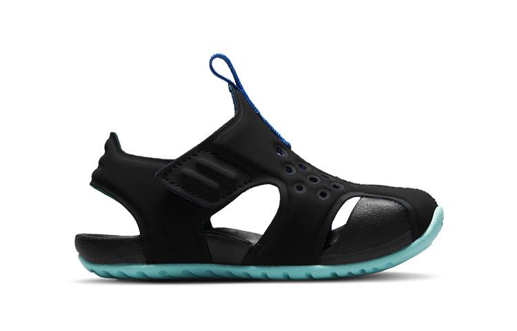 Nike Sunray Protect 2 BT Дышащие Низкие Кроссовки для Малышей Черно-Зеленые для Младенцев и Малышей DM0973-013