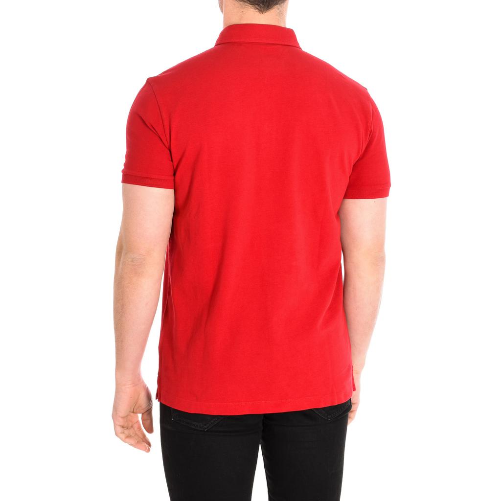 КРАСНАЯ мужская рубашка поло с короткими рукавами и воротником-лацканами