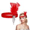 Headband Red Black Feather Pearl Headband Retro Party Props Dress Accessories