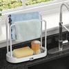 Space-Saving White Plastic Kitchen Sink Organizer - Multi-Functional Towel and Sponge Holder with Drainage Rack, Suitable for Stalls and Home Use